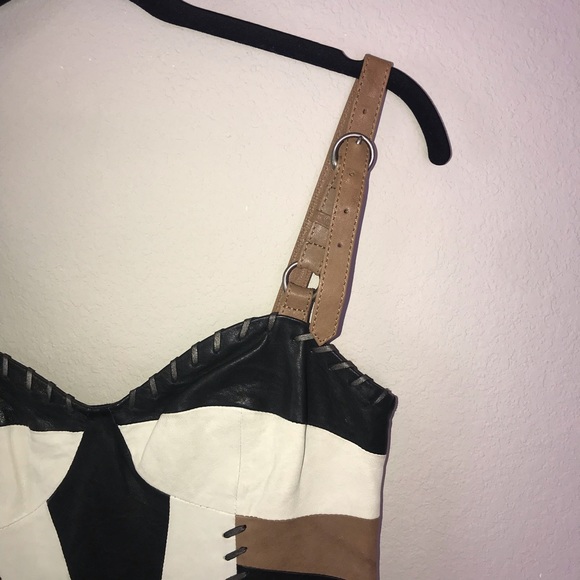 All Saints Co | Genuine Leather Corset Mini Dress - Picture 6 of 7